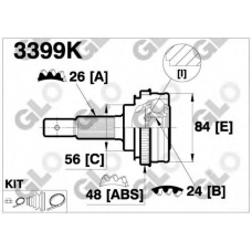 3399K GLO Шарнирный комплект, приводной вал