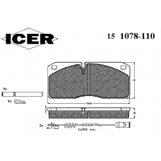 151078-110 ICER Комплект тормозных колодок, дисковый тормоз