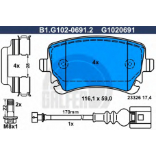 B1.G102-0691.2 GALFER Комплект тормозных колодок, дисковый тормоз