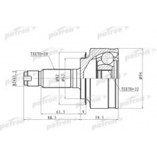 PCV9744 PATRON Шарнирный комплект, приводной вал