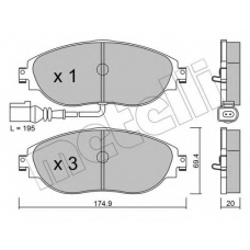 22-0952-0 METELLI Комплект тормозных колодок, дисковый тормоз