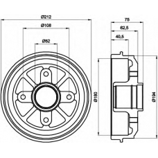 8DT 355 301-311 HELLA Тормозной барабан