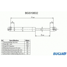 BGS10632 BUGIAD Газовая пружина, крышка багажник