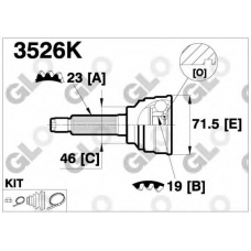 3526K GLO Шарнирный комплект, приводной вал