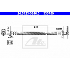 24.5123-0240.3 ATE Тормозной шланг