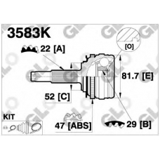 3583K GLO Шарнирный комплект, приводной вал