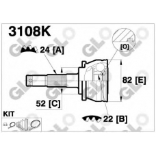 3108K GLO Шарнирный комплект, приводной вал