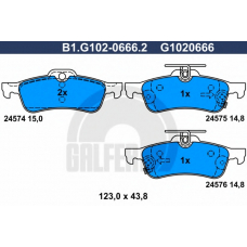 B1.G102-0666.2 GALFER Комплект тормозных колодок, дисковый тормоз