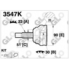 3547K GLO Шарнирный комплект, приводной вал
