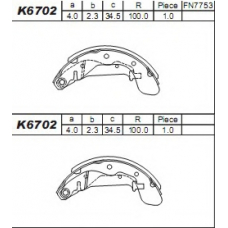 K6702 ASIMCO Комплект тормозных колодок