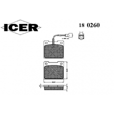 180260 ICER Комплект тормозных колодок, дисковый тормоз