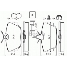 0 986 494 619 BOSCH Комплект тормозных колодок, дисковый тормоз