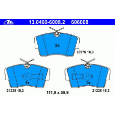 13.0460-6008.2 ATE Комплект тормозных колодок, дисковый тормоз