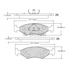 F 03B 150 253 BOSCH Комплект тормозных колодок, дисковый тормоз