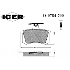 180784-700 ICER Комплект тормозных колодок, дисковый тормоз