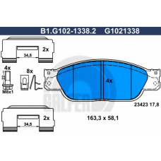 B1.G102-1338.2 GALFER Комплект тормозных колодок, дисковый тормоз