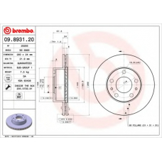 09.8931.20 BREMBO Тормозной диск