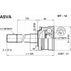 MT-14 ASVA Шарнирный комплект, приводной вал