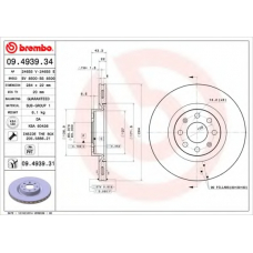 09.4939.31 BREMBO Тормозной диск