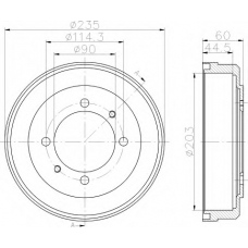 8DT 355 301-061 HELLA Тормозной барабан