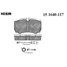 151640-117 ICER Комплект тормозных колодок, дисковый тормоз