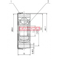 8010 KAMOKA Шарнирный комплект, приводной вал