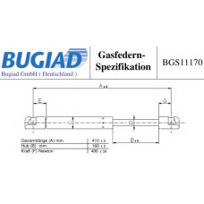 BGS11170 BUGIAD Газовая пружина, крышка багажник