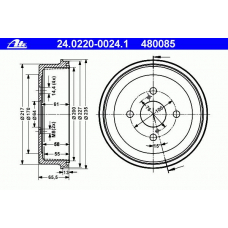 24.0220-0024.1 ATE Тормозной барабан