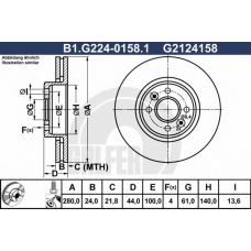 B1.G224-0158.1 GALFER Тормозной диск