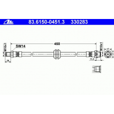 83.6150-0451.3 ATE Тормозной шланг