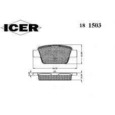 181503 ICER Комплект тормозных колодок, дисковый тормоз