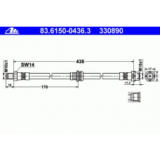 83.6150-0436.3 ATE Тормозной шланг