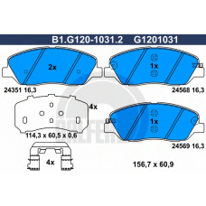 B1.G120-1031.2 GALFER Комплект тормозных колодок, дисковый тормоз