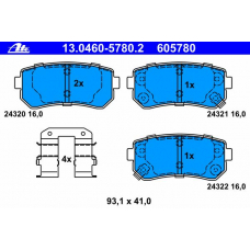 13.0460-5780.2 ATE Комплект тормозных колодок, дисковый тормоз