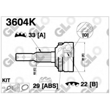 3604K GLO Шарнирный комплект, приводной вал