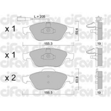 822-220-1 CIFAM Комплект тормозных колодок, дисковый тормоз