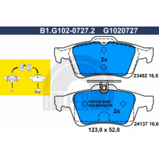 B1.G102-0727.2 GALFER Комплект тормозных колодок, дисковый тормоз