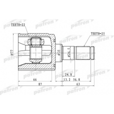 PCV1003 PATRON Шарнирный комплект, приводной вал