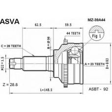 MZ-39A44 ASVA Шарнирный комплект, приводной вал