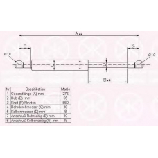 00167105 KLOKKERHOLM Газовая пружина, крышка багажник