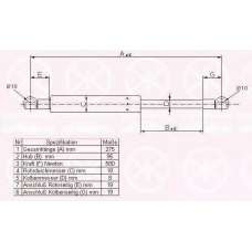 00167100 KLOKKERHOLM Газовая пружина, крышка багажник