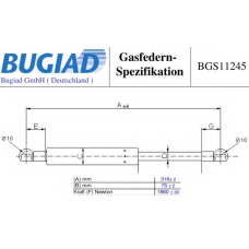 BGS11245 BUGIAD Газовая пружина, крышка багажник