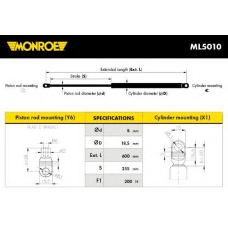 ML5010 MONROE Газовая пружина, крышка багажник