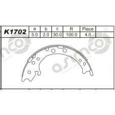 K1702 ASIMCO Комплект тормозных колодок