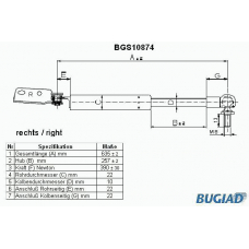 BGS10874 BUGIAD Газовая пружина, крышка багажник