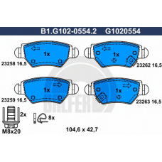 B1.G102-0554.2 GALFER Комплект тормозных колодок, дисковый тормоз