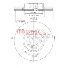 25118 V METZGER Тормозной диск
