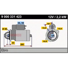 9 000 331 423 BOSCH Стартер 12v, 2.2kw