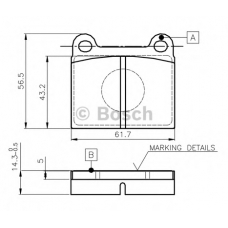 0 986 TB2 000 BOSCH Комплект тормозных колодок, дисковый тормоз