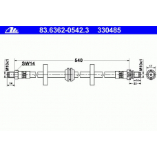 83.6362-0542.3 ATE Тормозной шланг